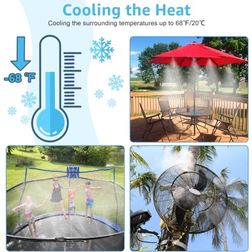 Size 75ft Outside Patio - 75FT Misting Cooling System with 28 Brass Nozzles and 3/4 Adapter, 23M DIY Outdoor Misters Kit for Garden, Greenhouse, and Patio Cooling