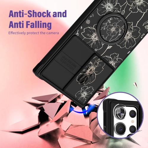 Funermei for Samsung Galaxy S25 Ultra Case with Ring Stand, Flower