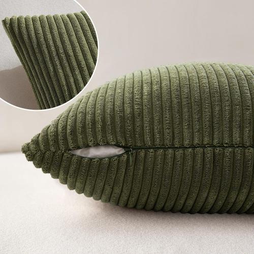 MIULEE Pack of 2 Pillow Covers Soft Soild Decorative Square Throw Pillow Covers Set Cushion Cases Pillowcases for Sofa Bedroom Car 16 x 16 Inch 40 x 40 Cm Olive Green