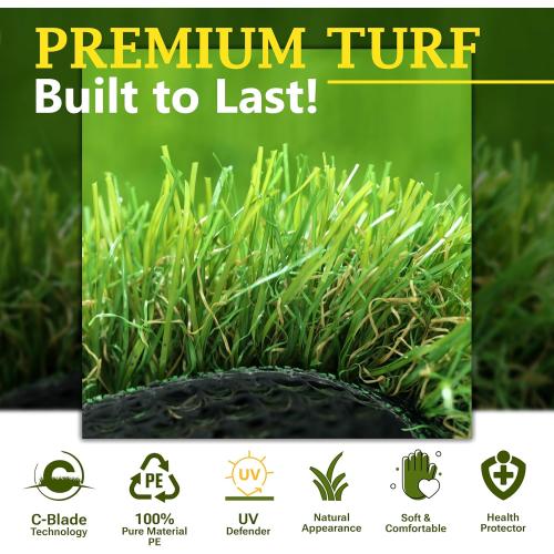HOMESTEAD Thick 1.38 Artificial Turf Grass for Outdoor - 4 ft x 6 ft Synthetic Grass with Non-Slip Backing & Drainage Holes, Roll for Outdoor Patio, Lawn, Balcony - Astro Turf Rug
