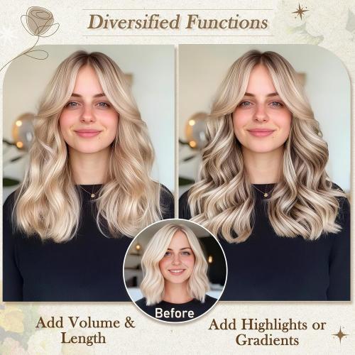 BARSDAR 12 Inch Wavy Golden Blonde Clip in Hair Extensions - 6PCs Short Wavy Golden Blonde Highlight Clip in Hair Extensions for Women - Full Head Thick Soft Synthetic Hairpieces Daily Party