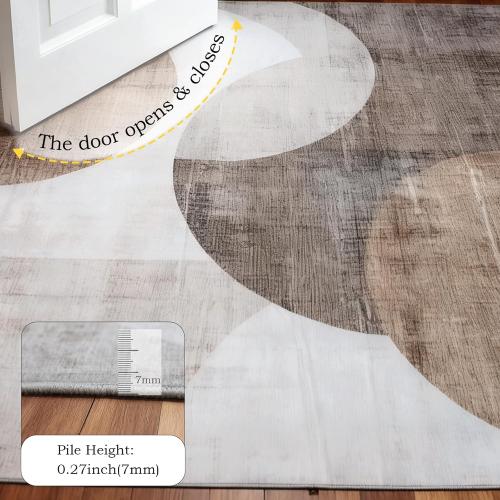 Washable Area Rug 8x10, Large Soft Rugs for Living Room Brown Carpet 8x10 Area Rugs for Bedroom Dining Room Non-Slip Stain Resistant Under Table Rug
