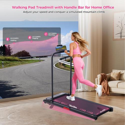 Walking Pad with Incline, 2026 Upgrade Electric Small Walking Pad with Handle Bar, 3.0HP Protable Walking Pad Treadmill with Handles and Incine for Home Small, 0.6-7.6MPH, 350LBS