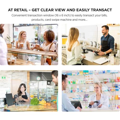 flybold Sneeze Guard for Desk Plexiglass Sheet - Barrier for Counter Acrylic Desk Divider - 92% Transparency Anti Fade Plastic Protective Shields for Office Furniture Partitions 48 X 32