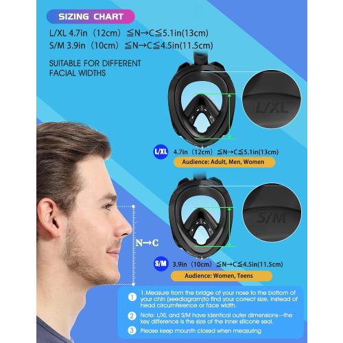 Greatever G2 Full Face Snorkel Mask with Latest Dry Top System,Foldable 180 Degree Panoramic View Snorkeling Mask with Camera Mount,Safe Breathing,Anti-Leak&Anti-Fog