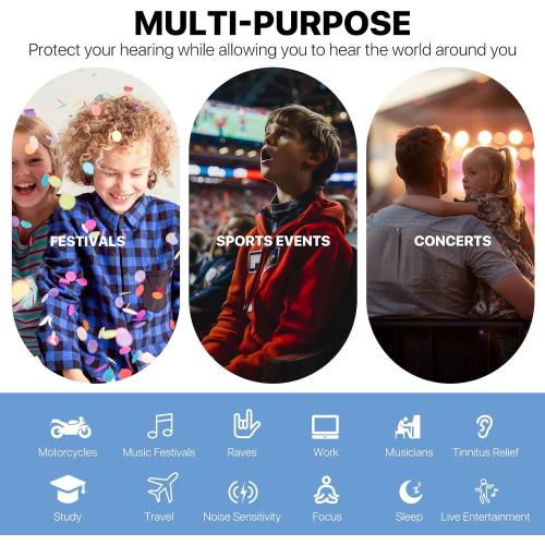 Kids Ear Plugs (6 yrs) - Reusable Everyday Noise Relief Earplugs for Small Ear Canal, Kids Ear Protection for Concerts, Travel, Focus, Socializing, School, Sleep, Sensitivity – 26 dB Noise Reduction