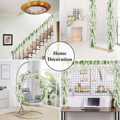 U'Artlines 15Pcs 7.2 Ft/Piece Artificial Wisteria Garland Silk Fake White Wisteria Flowers Hanging Greenery Vines Garlands Rattan for Home Garden Wedding Arch Party Indoor Outdoor Decor