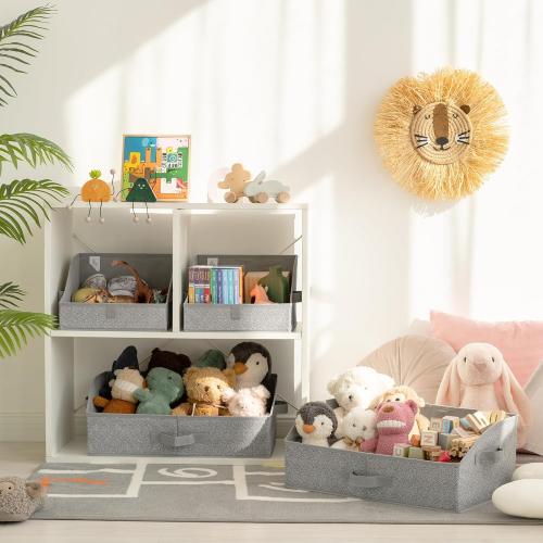 GRANNY SAYS Closet Organizers and Storage, Trapezoid Storage Bins, Dog Toy Bin, Storage Baskets for Shelves, Fabric Storage Bins with Handles, Clothing Organizer, Gray, 3-Pack