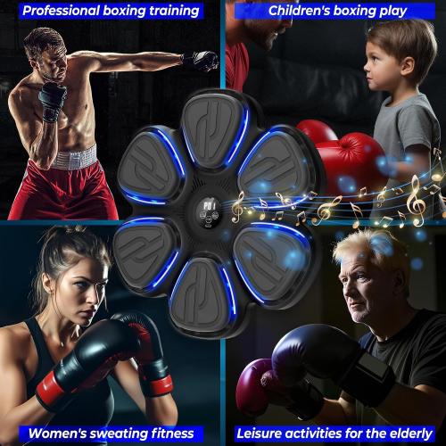 WeGuard Music Boxing Machine, Wall Mounted Music Boxing Machine for Adults Kids, Bluetooth Punching Machine with Boxing Gloves, Boxing Fitness Workout Equipment for Home, Office, Gym