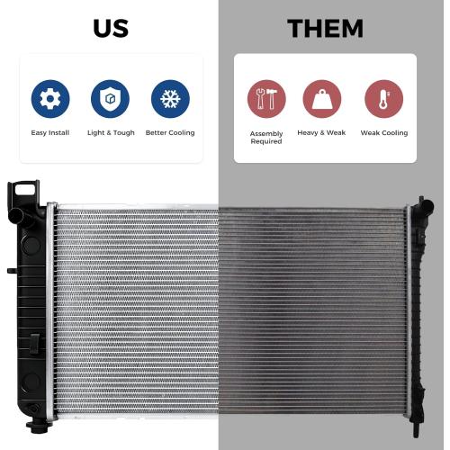 CU2423 34'' Engine Coolant Radiator Compatible with Chevy Silverado Suburban Tahoe, GMC Sierra Yukon, Cadillac Escalade, Hummer H2 1999-2014 4.3L 4.8L 5.3L 6.0L 6.2L without EOC