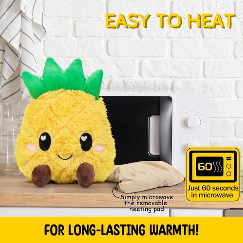 Pineapple Microwavable Unscented Heating Pad for Women and Kids- Cute Soft Cozy Pillow Plush Heatable Warm Stuffed Animals - Kawaii Hot and Cold Plushie Food Toy - Pineapple Gifts for Girls and Boys