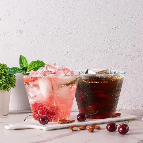 Lamosi 150 Pack 9 oz Clear Plastic Cups, Disposable Clear Plastic Cups, Fancy Clear Plastic Cocktail Cups for Wedding, Thanksgiving, Christmas, Parties