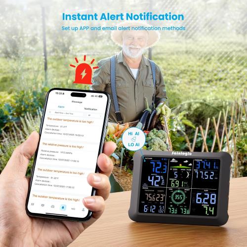 Sainlogic WiFi Smart Weather Station SA9 with 24H/ 7Days Accurate Weather Forecast by Weatherseed® AI, 8.5 Large Display,UV,Sun Light,Rain Gauge,Wind Gauge,2-Year Data Storage & Export(Only 2.4G)