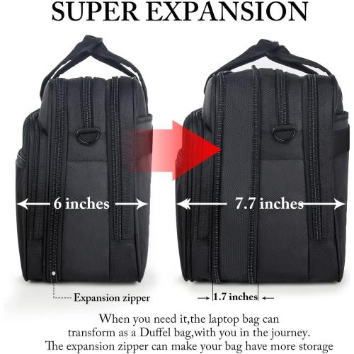 Ytonet Laptop Briefcases for Men, 17 Inch Expandable Briefcase Computer Bags for Laptop for Men, Water Resistant Multi Compartments Men's Work Bag with Luggage Strap for Bussiness Travel, Black