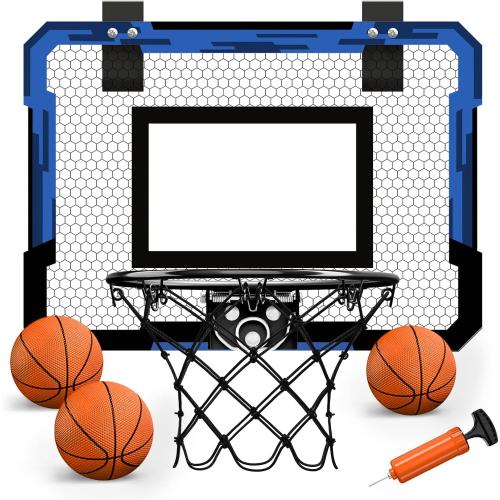 QDRAGON Mini Basketball Hoop, Over The Door Indoor, with 3 Balls/Inflator/Breakaway Rim, Basketball Toy Gifts for Kids and Adults, Suit for Bedroom/Office/Outdoor