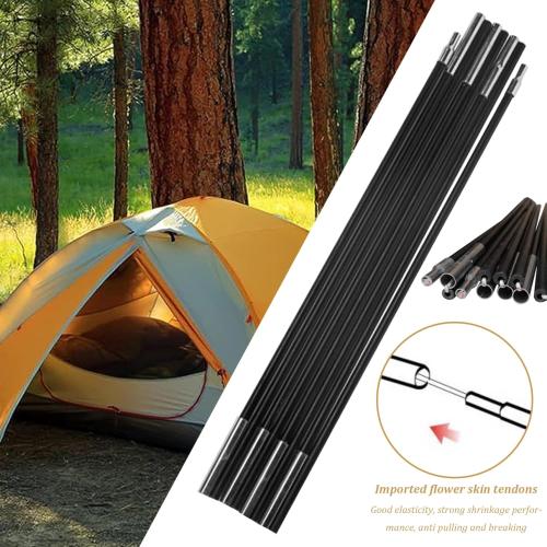 Tent Poles Replacement 8MM 12.8Ft Length Adjustable Fiberglass Tarp Poles 18 Sections Supporting Awning Rods for Camping Backpacking