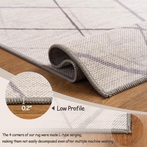 3x5 Modern Washable Area Rug, Doormat Rugs, Tear and Stain Resistance, Non-Slip, Hand Woven Style Thin Entryway Rug Throw Rug for High Traffic Entrance Kitchen Bedside- White
