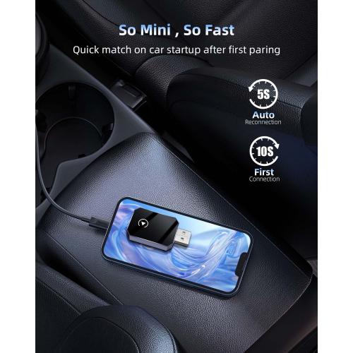 2 in 1 CarPlay Wireless Adapter & Android Auto Wireless Adapter, Low Latency for Cars with Built-in Carplay and Carplay for iPhone 10  & Android 11