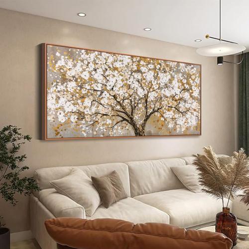 Large Wall Art Print Gold Abstract Tree Of Life Framed Modern Artwork Canvas Painting Gold Tree Pictures Home Decor Ready To Hang For Bedroom Living Room 30X60