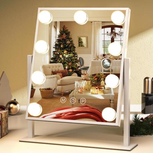 Vanity Mirror with Lights,Makeup Mirror with Lights,Light up Mirrors with Smart Touch 3 Colors Dimmable,Mirror with Lights with 360° Rotation