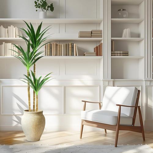 Hyper Realistic Dracaena 5ft Tall - Real Touch & VU Protected Faux Yucca Floor Plant in Pot- Artificial Agave Plant Fake Tree with Black Planter Indoor Outdoor Patio Decor