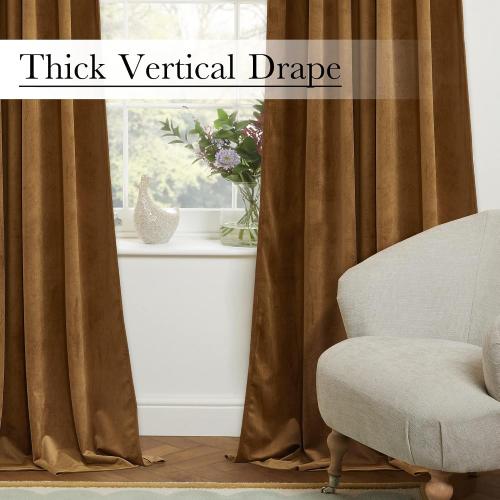 StangH 120 inches Velvet Curtains for Living Room, Vintage Gold Brown Blackout Thermal Insulated Window Curtain Panels for Sliding Glass Door/Hall/Villa, W52 x L120, 2 Panels