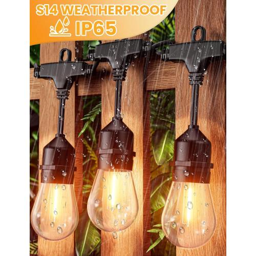 Svater Outdoor String Lights Led 105FT, Commercial Grade Patio Light with 1W Dimmable S14 Shatterproof Bulbs, ETL Listed Heavy-Duty Outside Waterproof Cafe Bistro Market Lighting Warm White