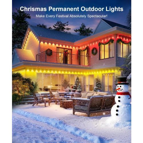 Fussion Permanent Outdoor Lights for House, 150ft RGB Halloween House Lights Outdoor with APP Remote Control, IP67 Waterproof Smart Eternity Eaves Lighting for Christmas, Holiday, Party, Daily