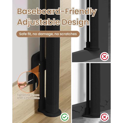 Retractable Baby Gate Extra Wide, 100 Wide Anti-Sagging Pet Gate with 8 Support Rods, 34 Tall Scratch-Resistant Extra Long Dog Gate for Large Openings, Doorways & Open Spaces, Black
