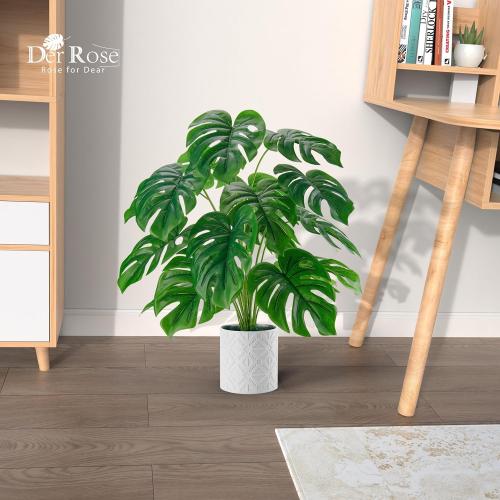Der Rose Artificial Plants Indoor Large 28'' Fake Monstera Faux Potted Plants Indoor Tall for Home Farmhouse Bedroom Living Room Decor