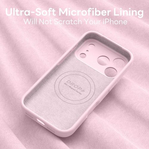 Vooii Magnetic for iPhone 17 Pro Max Case, Compatible with Magsafe (Premium Liquid Silicone) (Integrated Camera Control Button) Full Body Protective Anti-Scratch Microfiber Lining 6.9 inch, Chalk Pink