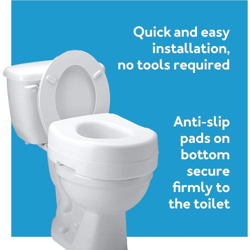 Carex Toilet Seat Riser, 5.5 Inch, Toilet Seat Risers for Seniors, Raised Toilet Seat, Supports 300lbs, Slip-Resistant, Toilet Riser, Elevated Toilet Seats