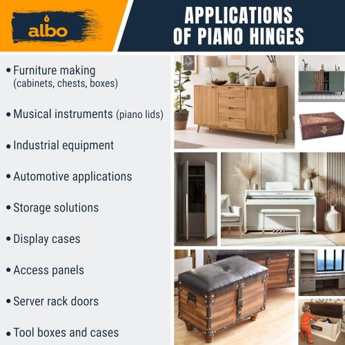 48 Inch Silver Heavy Duty Piano Hinge Continuous Stainless Steel 304 (2-Pack), Surface Mount Cabinet Hinges Silver 48x2 for Industrial Equipment, Commercial Display & Large Access Panel