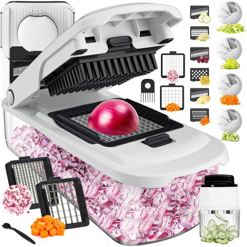 Cambom Vegetable Chopper With Container, Multifunctional Food Chopper Onion & Vegetable Cutter Dicer With 8 Blades, Carrot & Veggie Slicer 12 Blades