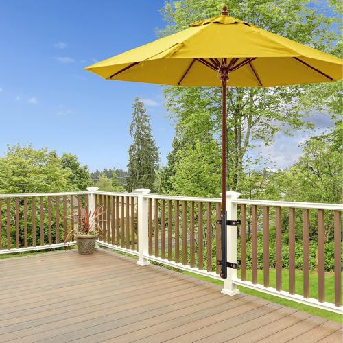 Patio Umbrella Holder, Heavy Duty Deck Umbrella Mount, Umbrella Holder for Deck Railing, Deck Mount Umbrella Holder, Umbrella Deck Mount, Deck Umbrella Holder, Umbrella Clamp for Deck (Black - Set 1)