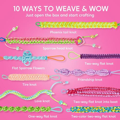 Klever Kits Friendship Bracelet Making Kit, Arts and Crafts for Kids Ages 6-12, Birthday Present for Teen Girl, Children's Jewelry Craft Set, Charm Jewelry Making Kit Supplies, 10 Knot Styles by JOVA