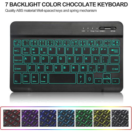 BORIYUAN iPad mini 7th Gen 2024 (A17 Pro) & iPad mini 6 Keyboard Case 2021, Detachable Wireless Keyboard, 7 Color Backlit, Slim Folio Cover with Pencil Holder for iPad mini 7th/6th Gen 8.3 inch Black