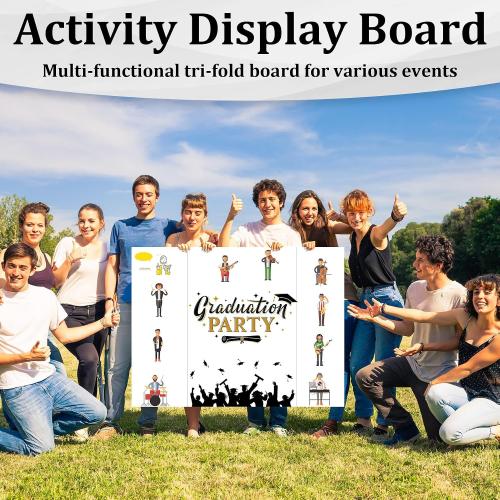 Ndsox 4 Pack 36 x 48 White Trifold Poster Board Large Corrugated Tri Fold Business Presentation Boards Picture Posterboard for Science Fairs, School Projects, Event Displays, Art Exhibitions
