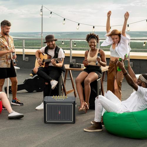 JYX Karaoke Machine with 2 Wireless Microphones, Portable Bluetooth Singing PA System Bass/Treble Adjustment, Supports TV Connetion/Bluetooth/USB/TF/AUX for Home Party