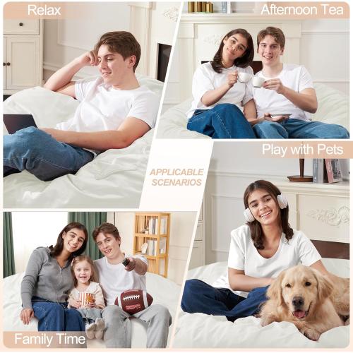 Homguava 3FT Bean Bag Chair: 3' Bean Bags with Memory Foam Filled, Large Beanbag Chairs Soft Sofa with Dutch Velet Cover-Purple