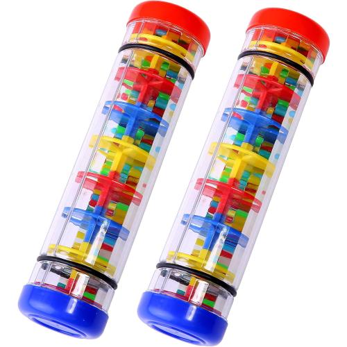 TDOCK 2 Pack Rainmaker Rain Stick Musical Instrument for Babies, Toddlers and Kids, 8 Inch Rainfall Rattle Tube Rainstick Shaker Toy