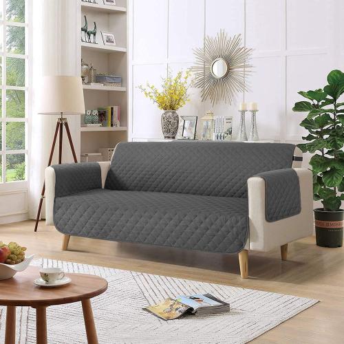 Louis Donné 98 Inch 2-Seater Sofa Cover, 2-Person Couch Cover, Sofa Slipcover, Reversible Washable Loveseat Protector, Recliner and Sofa Coach Cover Protector with Straps for Living Room (Grey)