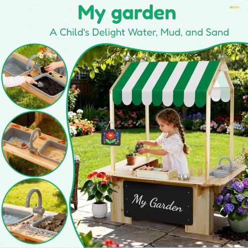 EDUBEBO Kids Outdoor Playhouse, Mud Kitchen, BBQ Toys,Outdoor playsets, Ideal Role Play Toy Gift for Toddlers and Kids Ages 3-8 (Yellow)