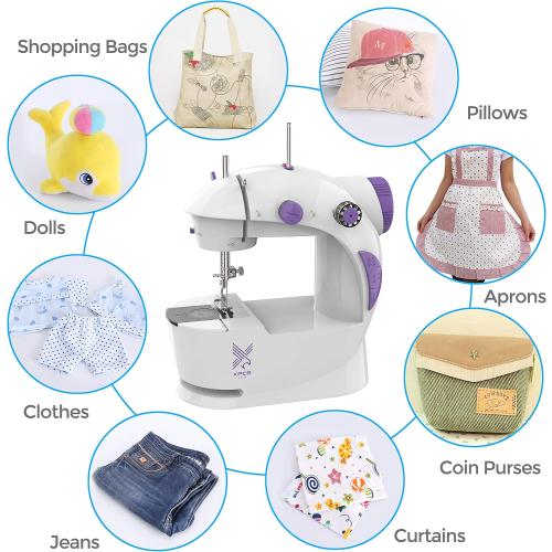 Sewing Machine for Beginners with Fabrics&Finger Guard, Mini Size