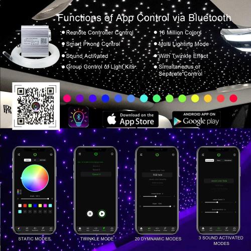 AKEPO Upgraded Car Home APP Fiber Optic Lights kit 10W RGBW Twinkle   Music Effect Star Ceiling Sky Light, Optical Fiber Cable 450