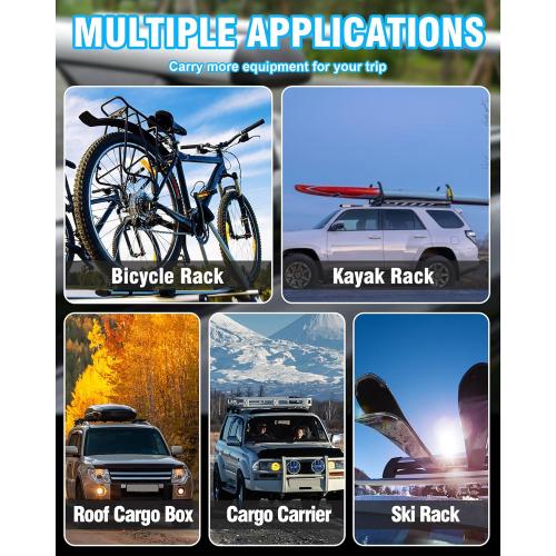 Car Roof Rack Cross Bars 55 Thick Aluminum Crossbars Universal Roof Rack Adjustable Roof Cross Bars with 200 lbs Load Capacity Fits Most Vehicles with Existing Raised Side Rails with Gap