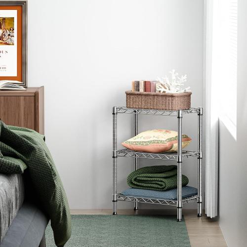 M MZG 750 lbs 3 Tier Shelf Metal Storage Shelves Wire Rack Closet Organizers with PP Board for Garage Kitchen Bathroom Laundry Chrome 11.8 D x 21.7 W x 28.6 H