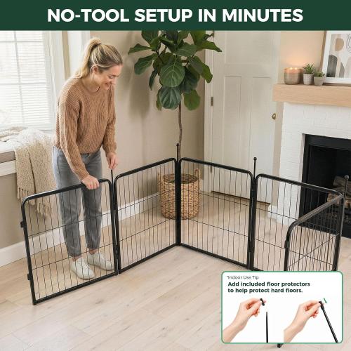 FXW Rollick Unleashed Dog Playpen for Indoor, Yard, RV Camping, 24 inch 8 Panels for Small and Puppy Dogs, Black│Patented