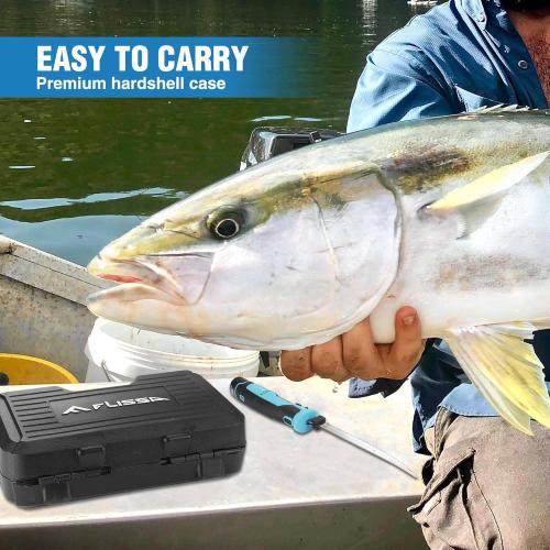 FLISSA Cordless Electric Fillet Knife for Fish with 8 and 10 Stainless Steel Blades, 12V Rechargeable Electric Knife with Non-Slip Handle, 2 Packs Long Lasting Lithium-ion Battery, Portable Carry Case