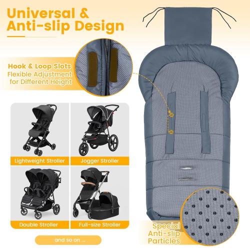 Orzbow Warm Bunting Bag Universal, Stroller Sleeping Bag Cold Weather, Waterproof Toddler Footmuff (Grey, Large)
